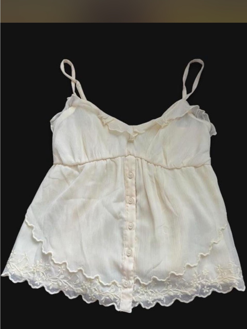 Hollister Yellow Embroidered Babydoll Cami Tank | Coquette Cottagecore | NWOT - Picture 4 of 6
